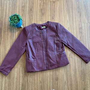 Valerie Stevens Faux Leather Maroon Jacket Size 18